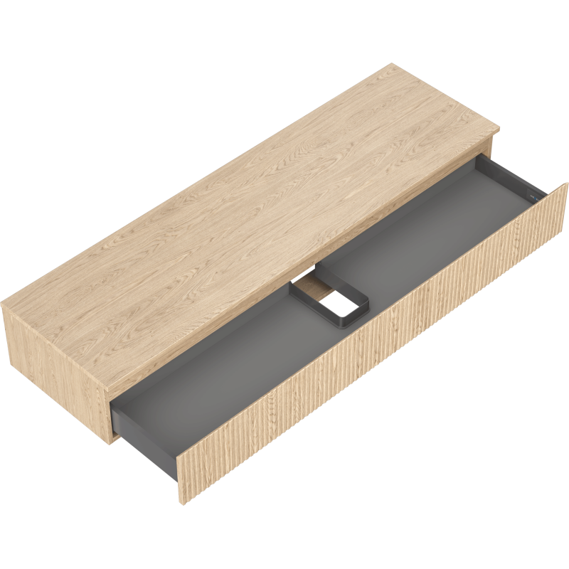 Mexen Rivel vonios spintelė su stalviršiu 160 cm, 1 stalčius, rifliuota, ąžuolas - 91A20-16023-1-BFC81