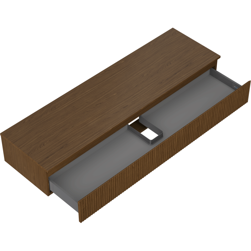 Mexen Rivel vonios spintele po praustuvu 160 cm su stalviršiu, 1 stalčius, rifliuotas, riešutas - 91A20-16023-1-BFC86