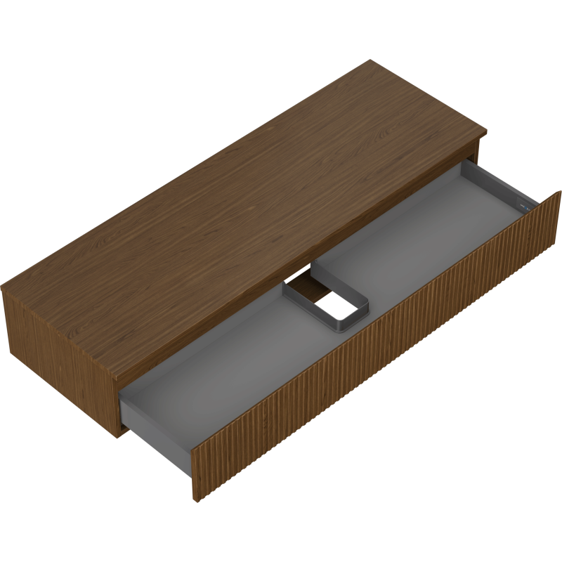 Mexen Rivel vonios kambario spintelė 140 cm su stalviršiu, 1 stalčius, rifliuotas, riešutas - 91A20-14023-1-BFC86