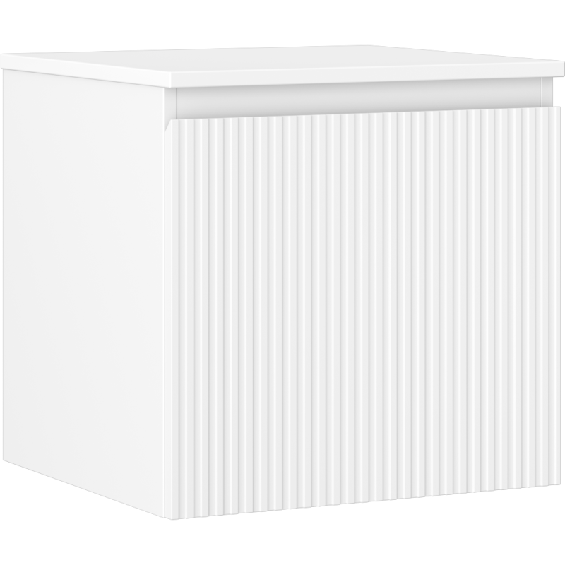 Mexen Rivel vonios kambario spintelė po praustuvu 50 cm su stalviršiu, 1 stalčius, gofruota, matinė balta - 91A20-05047-1-BFC01