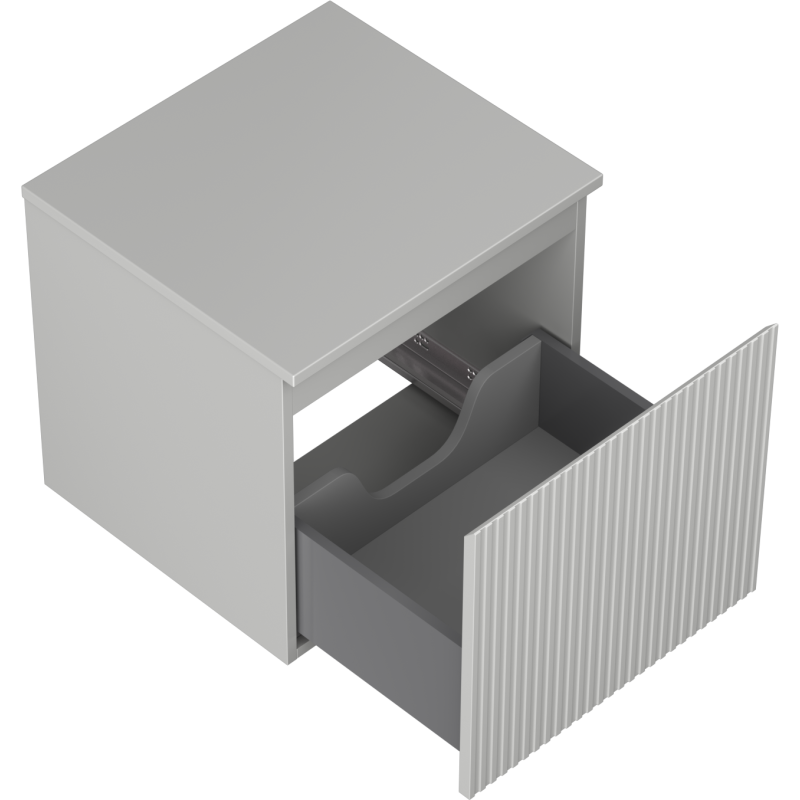 Mexen Rivel vonios spintelė po praustuvu 50 cm su stalviršiu, 1 stalčius, grioveliuota, pilka matinė - 91A20-05047-1-BFC62