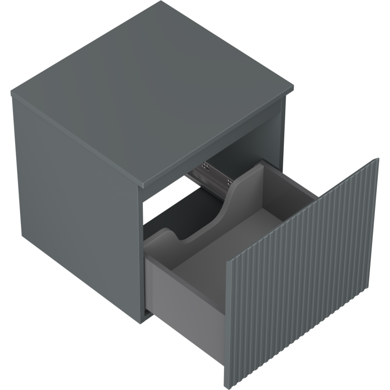 Mexen Rivel vonios spintelė po praustuvu 50 cm su stalviršiu, 1 stalčius, rifliuota, matinė grafito - 91A20-05047-1-BFC66