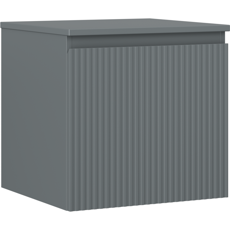 Mexen Rivel vonios spintelė po praustuvu 50 cm su stalviršiu, 1 stalčius, rifliuota, matinė grafito - 91A20-05047-1-BFC66