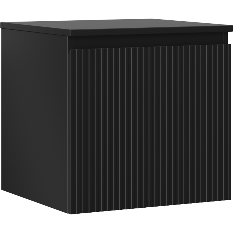 Mexen Rivel vonios spintelė po kriaukle 50 cm su stalviršiu, 1 stalčius, rifliuota, juoda matinė - 91A20-05047-1-BFC71