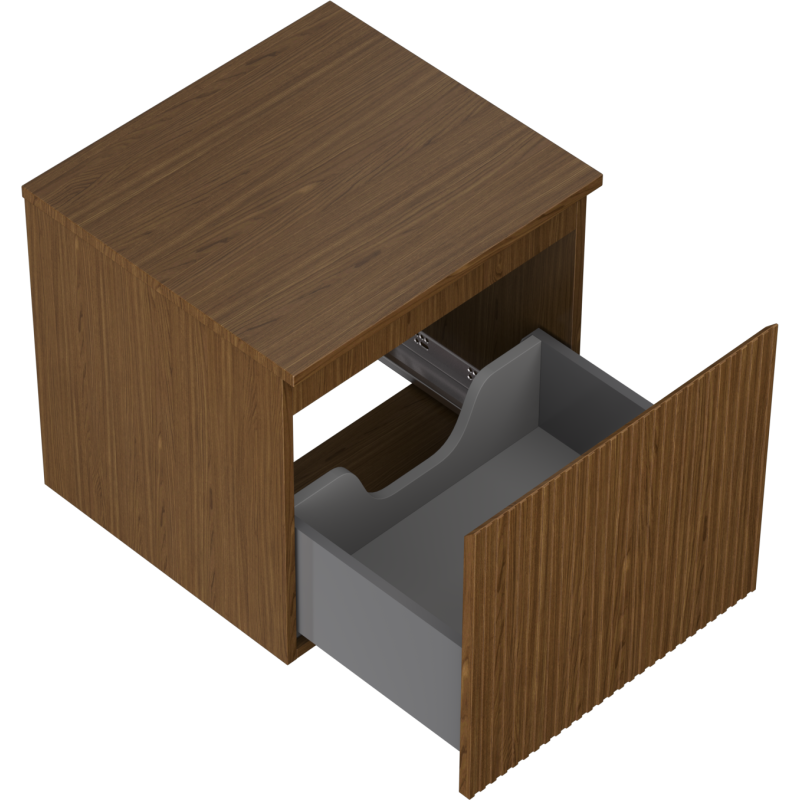 Mexen Rivel vonios spintelė su stalviršiu, 50 cm, 1 stalčius, gofruotas, riešutmedis - 91A20-05047-1-BFC86