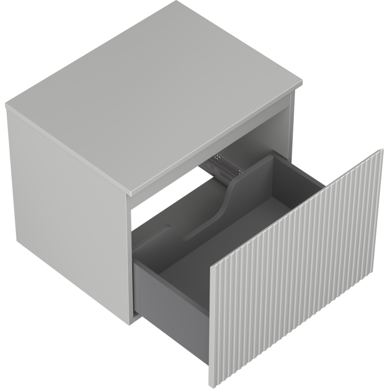 Mexen Rivel vonios kambario spintelė po praustuvu 60 cm su stalviršiu, 1 stalčius, grioveliuotas, pilka matinė