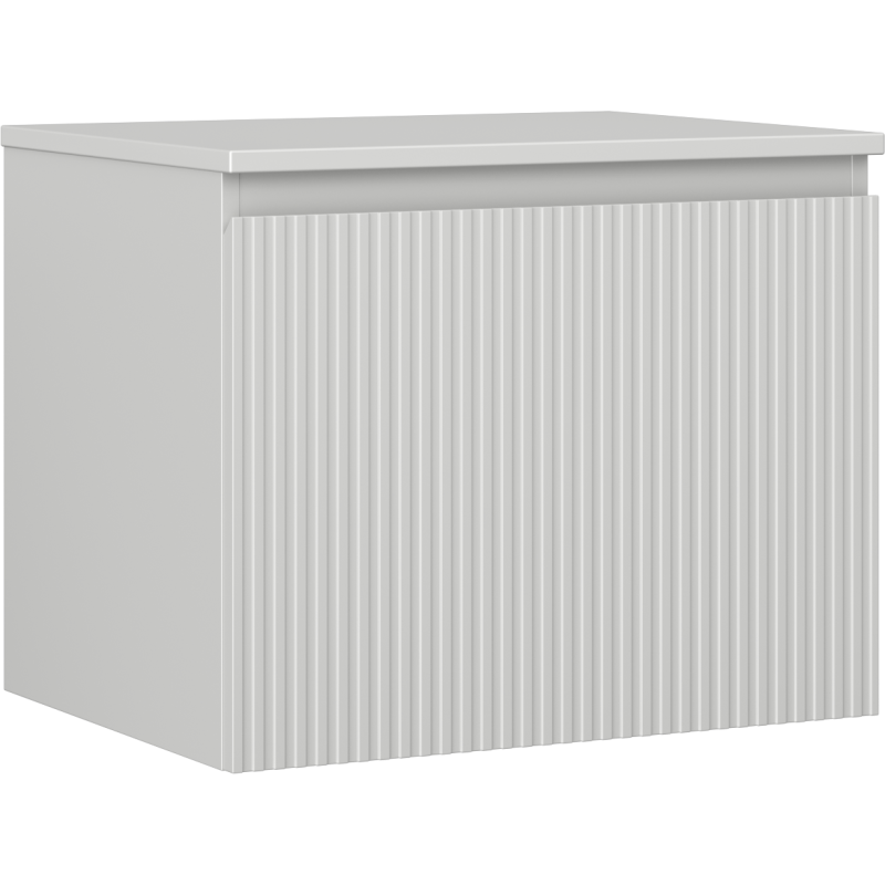 Mexen Rivel vonios kambario spintelė po praustuvu 60 cm su stalviršiu, 1 stalčius, grioveliuotas, pilka matinė