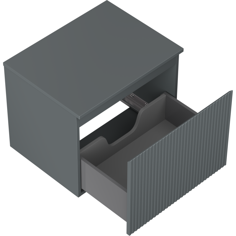 Mexen Rivel vonios spintelė po praustuvu 60 cm su stalviršiu, 1 stalčius, rifliuotas, matinis grafitas - 91A20-06047-1-BFC66