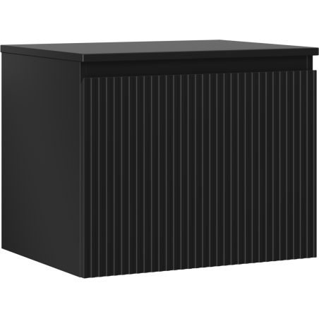 Mexen Rivel kabineto spintelė po praustuvu 60 cm su stalviršiu, 1 stalčius, grioveliai, juodas matinis - 91A20-06047-1-BFC71