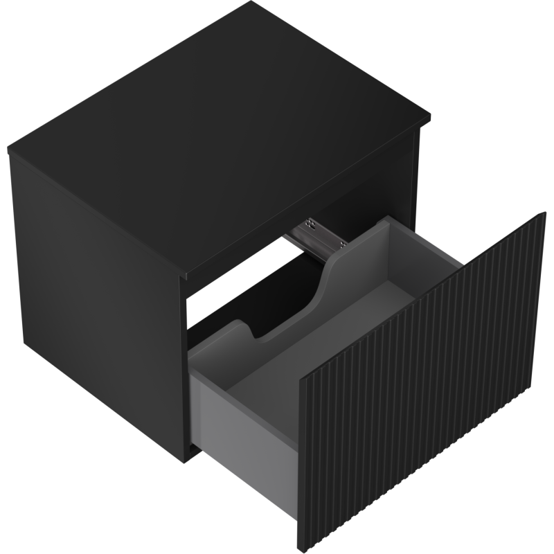 Mexen Rivel kabineto spintelė po praustuvu 60 cm su stalviršiu, 1 stalčius, grioveliai, juodas matinis - 91A20-06047-1-BFC71
