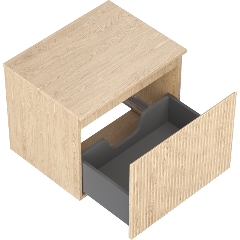 Mexen Rivel vonios spintelė po kriaukle 60 cm su stalviršiu, 1 stalčius, grioveliais, ąžuolas - 91A20-06047-1-BFC81