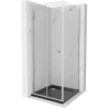 Mexen Lima sulankstoma dušo kabina 90 x 90 cm, skaidri, chromuota + Flat padėklas, juodas - 856-090-090-01-00-4070
