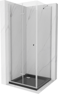Mexen Lima sulankstoma dušo kabina 90 x 90 cm, skaidri, chromuota + Flat padėklas, juodas - 856-090-090-01-00-4070