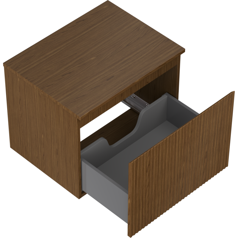 Mexen Rivel vonios spintelė po praustuvu 60 cm su stalviršiu, 1 stalčius, rifliuotas, riešutas - 91A20-06047-1-BFC86