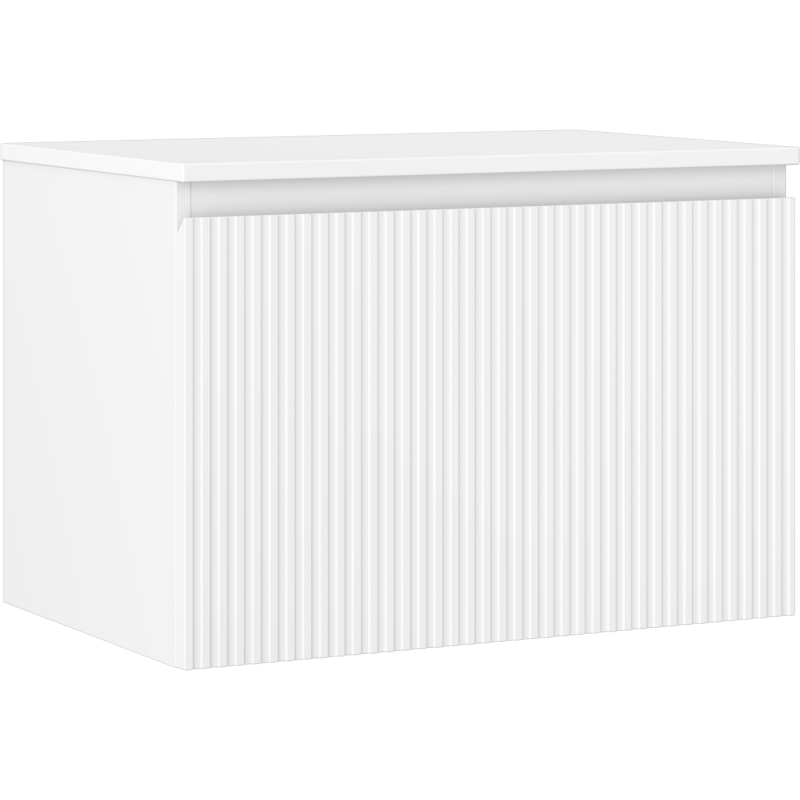 Mexen Rivel vonios spintelė po praustuvu 70 cm su stalviršiu, 1 stalčius, rifliuota, matinė balta - 91A20-07047-1-BFC01