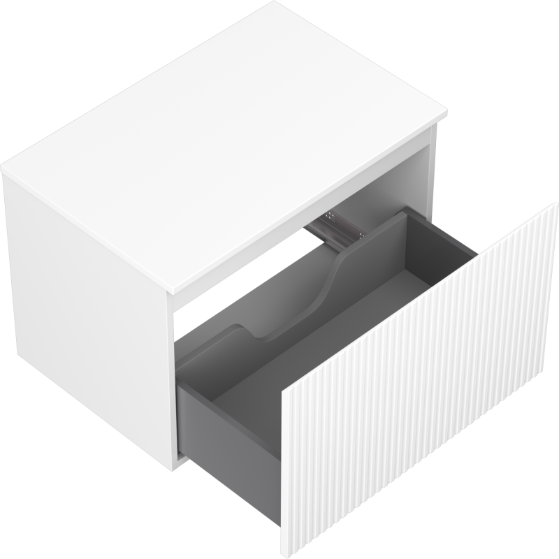 Mexen Rivel vonios spintelė po praustuvu 70 cm su stalviršiu, 1 stalčius, rifliuota, matinė balta - 91A20-07047-1-BFC01