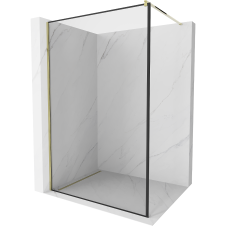 Mexen Kioto Dušo siena Walk-in 90 x 200 cm, juodas rėmelis 8 mm, auksinė - 800-090-101-50-70