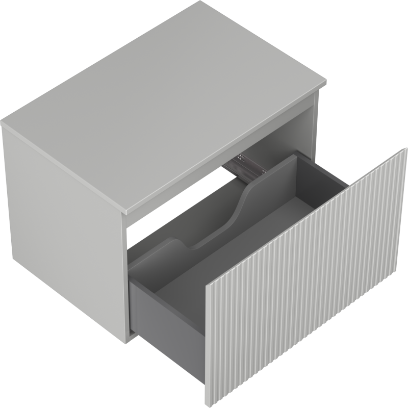 Mexen Rivel vonios kambario spintelė po kriaukle, 70 cm su stalviršiu, 1 stalčius, su grioveliais, pilka matinė