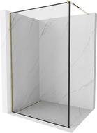Mexen Kioto dušo sienelė Walk-in 100 x 200 cm, juodas rėmelis 8 mm, auksinis - 800-100-101-50-70