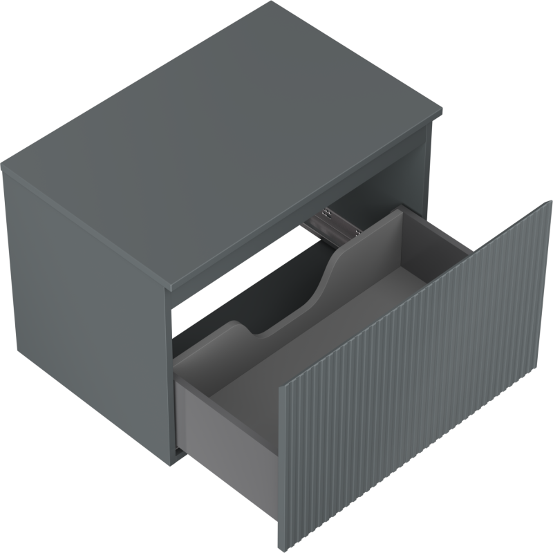 Mexen Rivel vonios spintelė po praustuvu 70 cm su stalviršiu, 1 stalčiumi, grioveliuota, grafito matinė