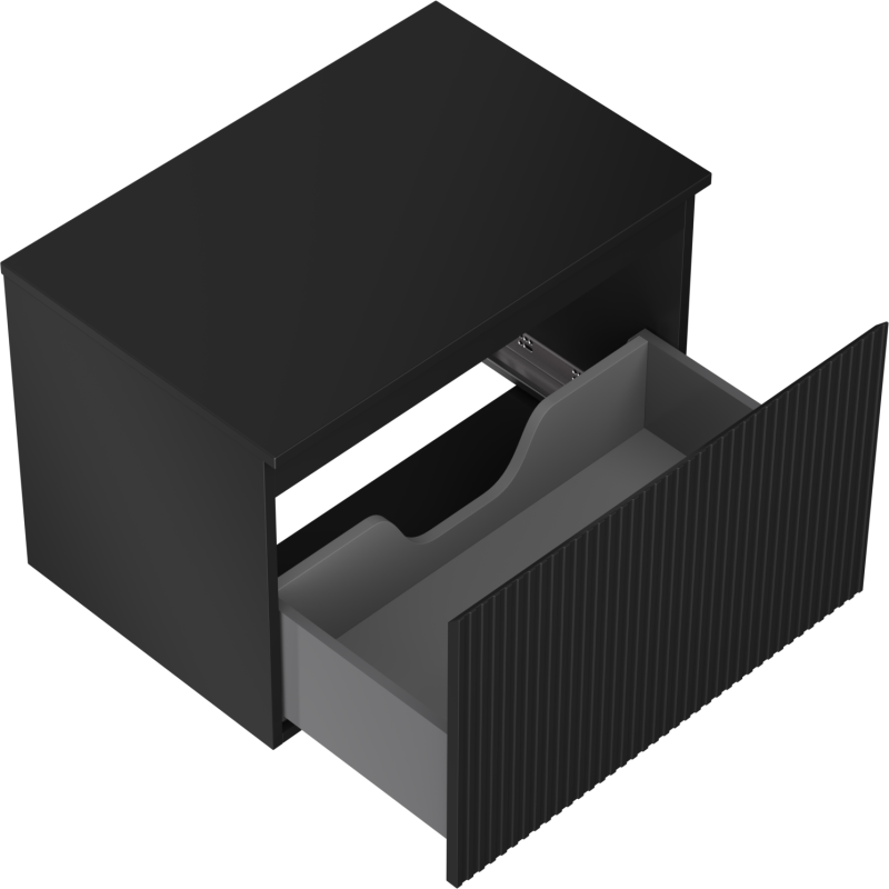 Mexen Rivel vonios kambario spintelė su stalviršiu, 70 cm, 1 stalčius, rifliuotas, juodas matinis - 91A20-07047-1-BFC71