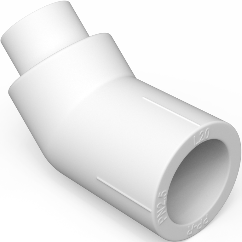 Mexen PPR alkūnė 45° suvirinta prie PPR vamzdžių 25 x 25, PN25 - W97336-2525-00