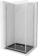 Mexen Lima sulankstoma dušo kabina 80 x 120 cm, permatoma, chromuota + plokščias padėklas, juodas - 856-080-120-01-00-4070