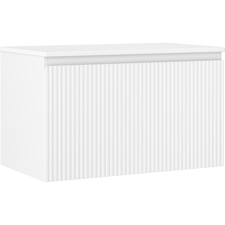 Mexen Rivel vonios kambario spintelė po kriaukle 80 cm su stalviršiu, 1 stalčius, banguotas, balta matinė - 91A20-08047-1-BFC01