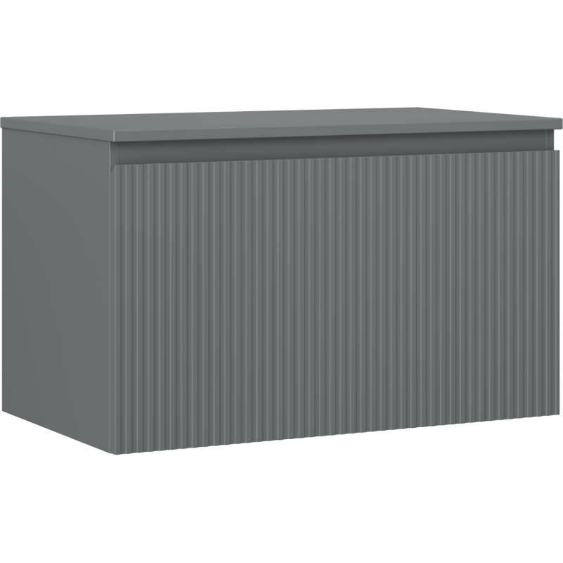 Mexen Rivel vonios kambario spintelė po praustuvu 80 cm su stalviršiu, 1 stalčius, gofruota, matinė grafito