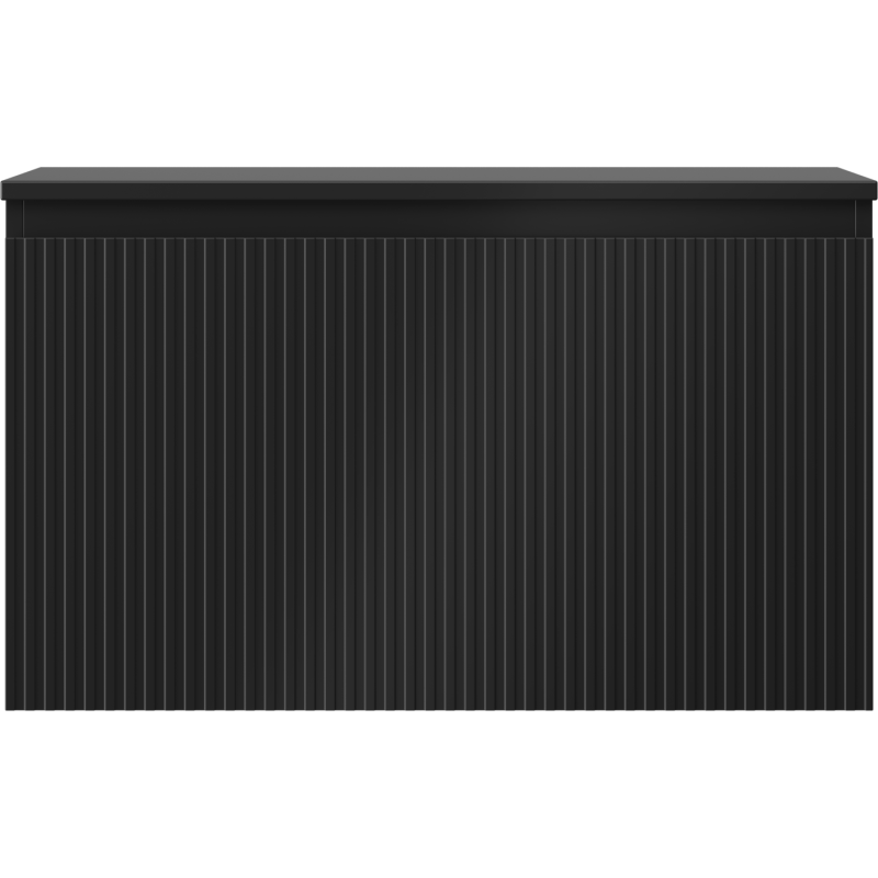 Mexen Rivel vonios spintelė po praustuvu 80 cm su stalviršiu, 1 stalčius, rifliuota, juoda matinė - 91A20-08047-1-BFC71