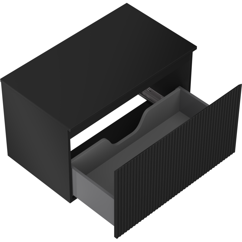 Mexen Rivel vonios spintelė po praustuvu 80 cm su stalviršiu, 1 stalčius, rifliuota, juoda matinė - 91A20-08047-1-BFC71