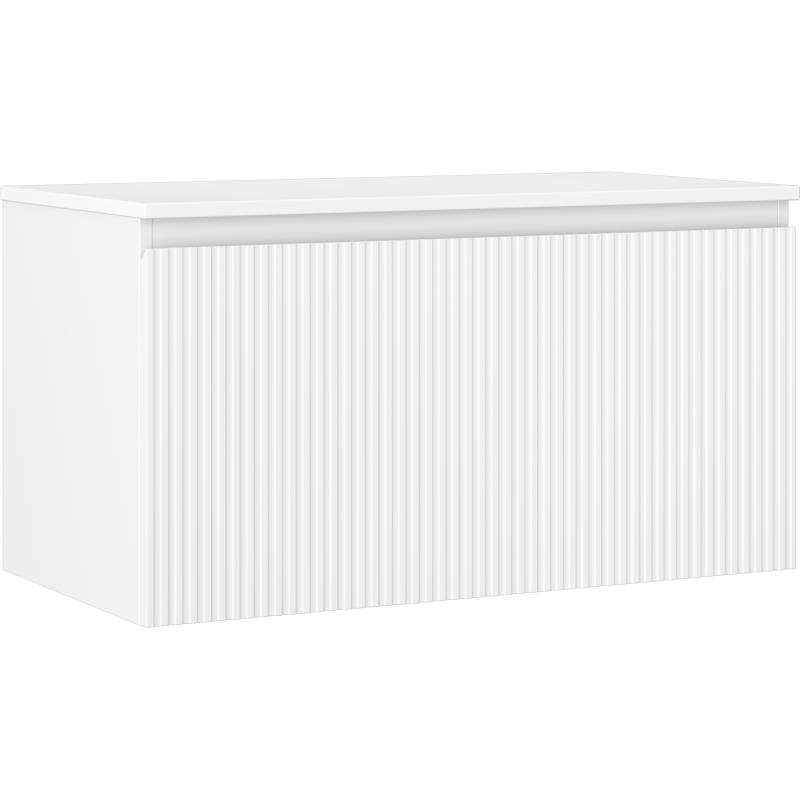 Mexen Rivel vonios kambario spintelė po kriaukle 90 cm su stalviršiu, 1 stalčius, rifliuota, balta mat - 91A20-09047-1-BFC01