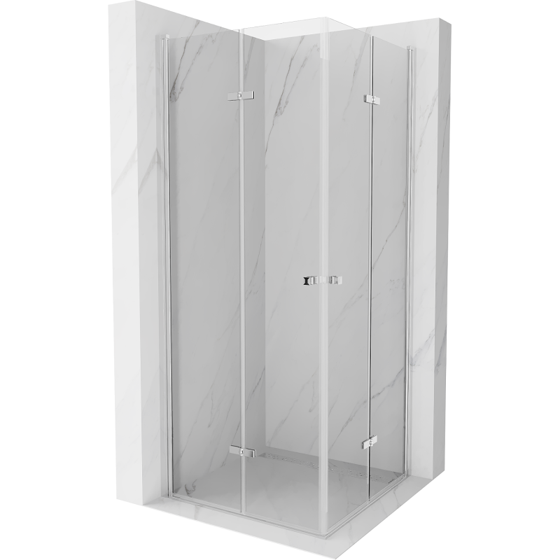 Mexen Lima Dviguba sulankstoma dušo kabina 80 x 80 cm, skaidri, chromuota - 856-080-080-02-00