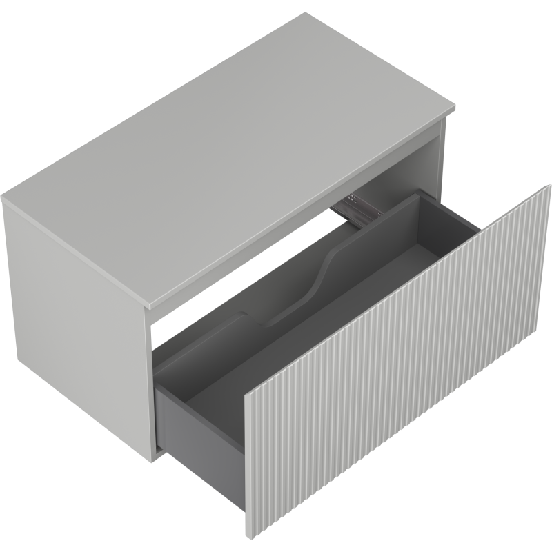 Mexen Rivel vonios spintelė po kriaukle 90 cm su stalviršiu, 1 stalčius, griovelių rašto, pilka matinė - 91A20-09047-1-BFC62