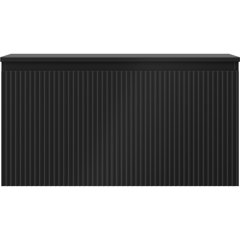 Mexen Rivel vonios spintelė po kriaukle 90 cm su stalviršiu, 1 stalčius, rifliuota, juoda matinė - 91A20-09047-1-BFC71