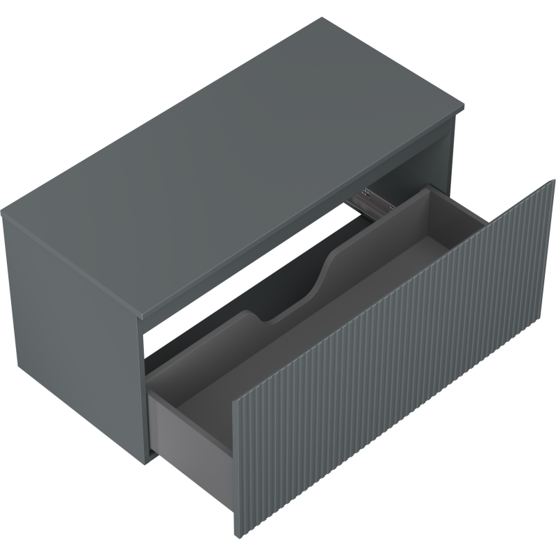 Mexen Rivel vonios spintelė po kriaukle 100 cm su stalviršiu, 1 stalčius, grioveliai, grafitas matinis - 91A20-10047-1-BFC66