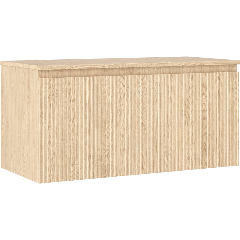 Mexen Rivel 100 cm vonios kambario spintelė po kriaukle su stalviršiu, 1 stalčius, briaunuota, ąžuolas