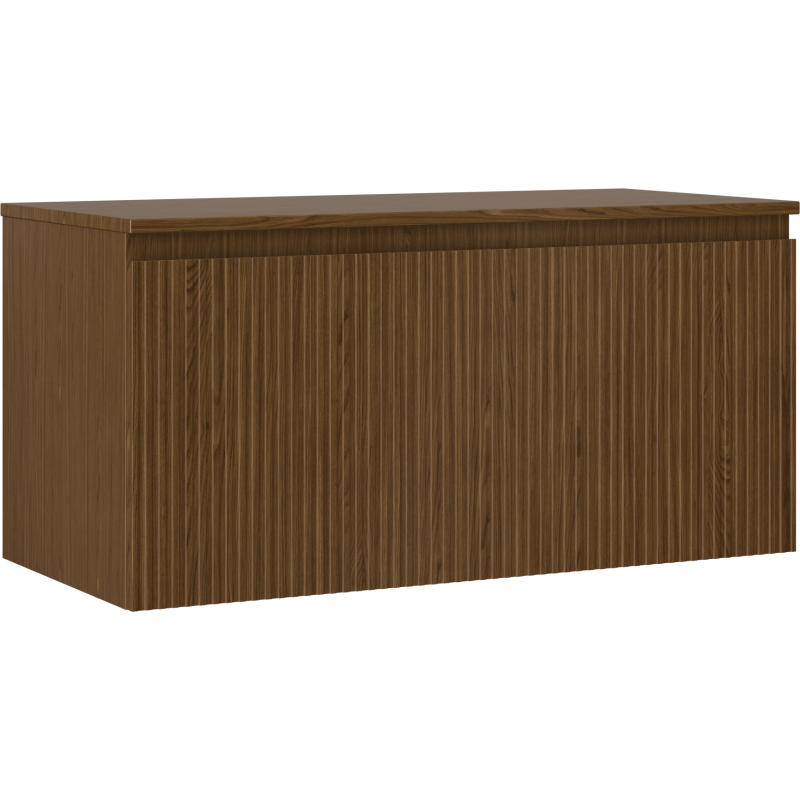 Mexen Rivel vonios kambario spintelė su stalviršiu, 100 cm, 1 stalčius, rifliuotas, riešutmedis - 91A20-10047-1-BFC86