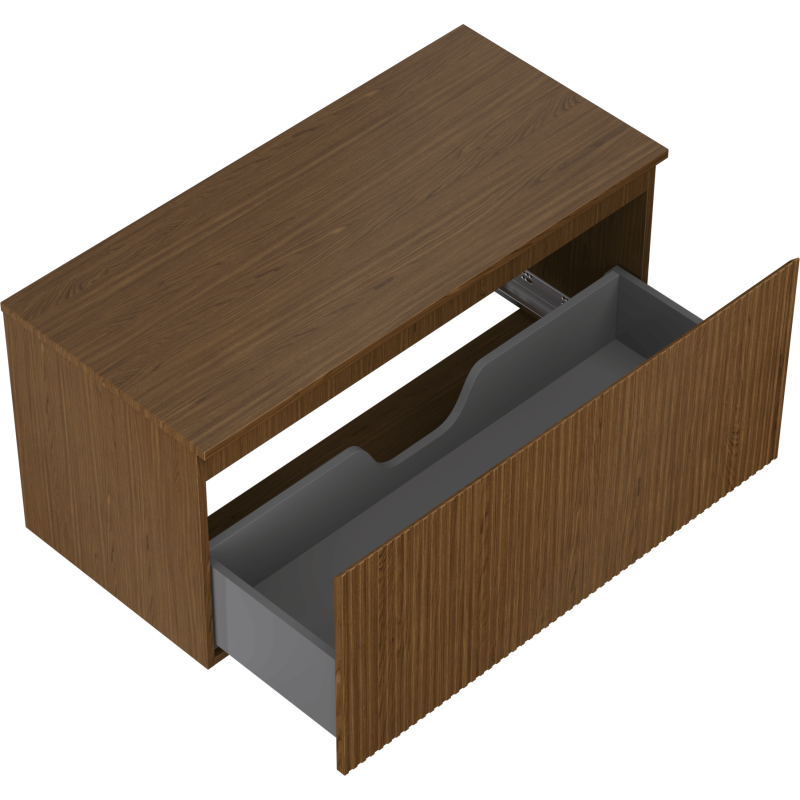 Mexen Rivel vonios kambario spintelė su stalviršiu, 100 cm, 1 stalčius, rifliuotas, riešutmedis - 91A20-10047-1-BFC86