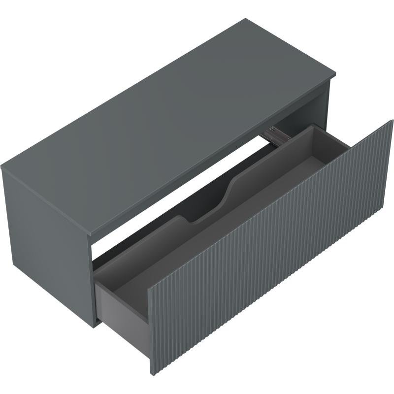 Mexen Rivel vonios spintelė po praustuvu 120 cm su stalviršiu, 1 stalčius, rifliuotas, grafitas matinis - 91A20-12047-1-BFC66