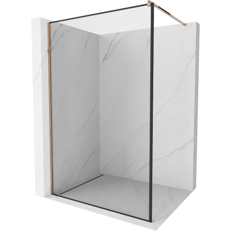Mexen Kioto dušo siena Walk-in 120 x 200 cm, juodas rėmelis 8 mm, rožinis auksas - 800-120-101-60-70