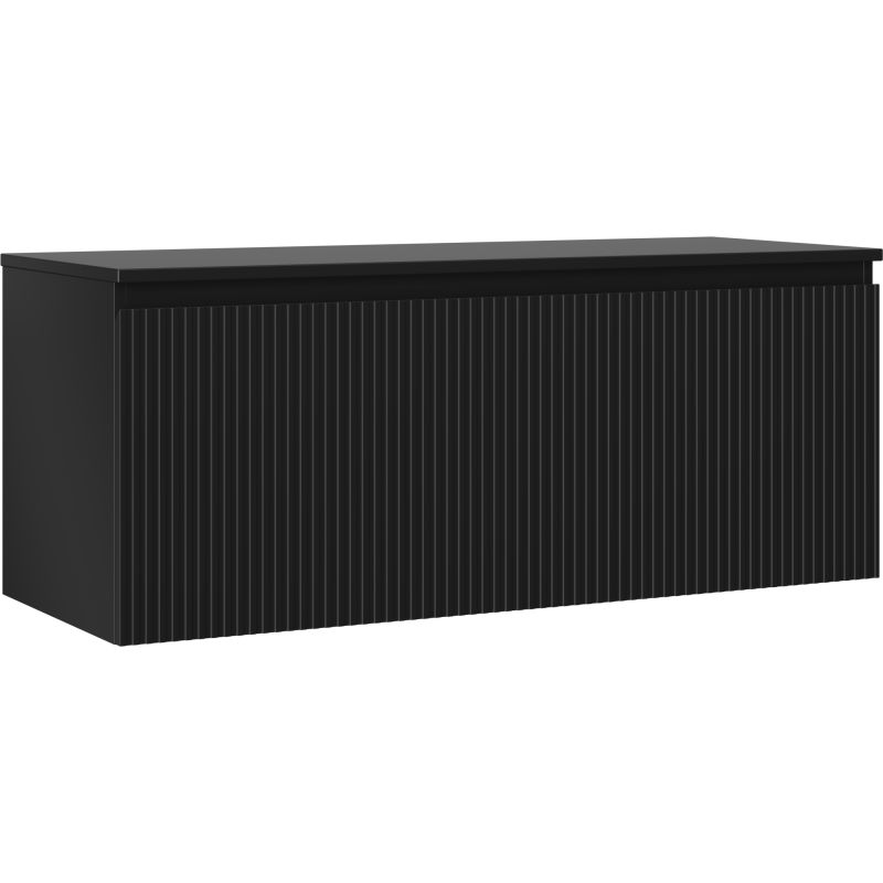 Mexen Rivel vonios spintelė po praustuvu 120 cm su stalviršiu, 1 stalčius, grioveliai, juoda matinė - 91A20-12047-1-BFC71