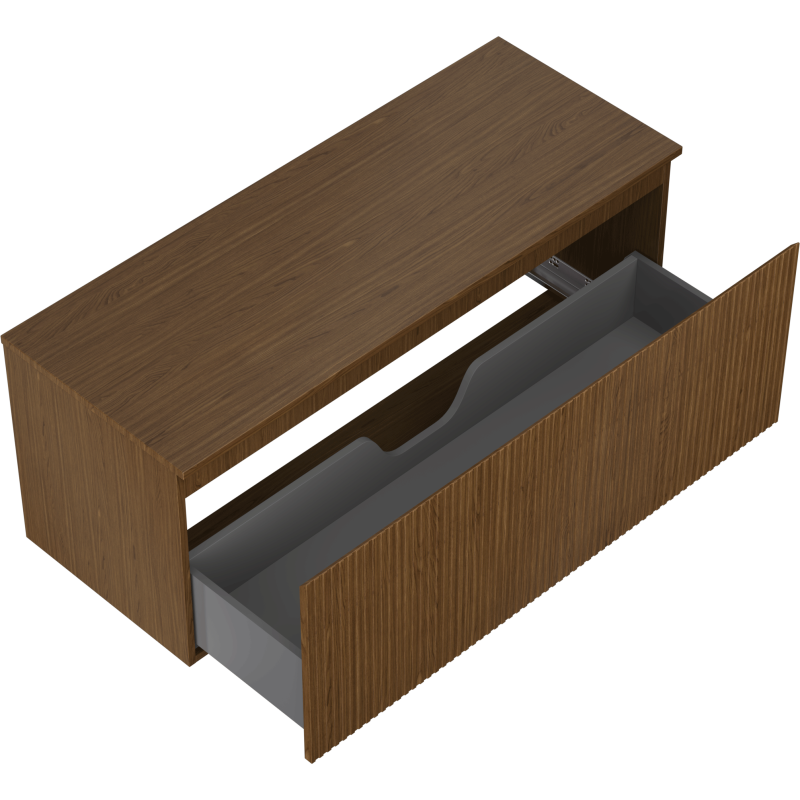 Mexen Rivel vonios spintelė po praustuvu 120 cm su stalviršiu, 1 stalčius, rifliuotas, riešutas - 91A20-12047-1-BFC86