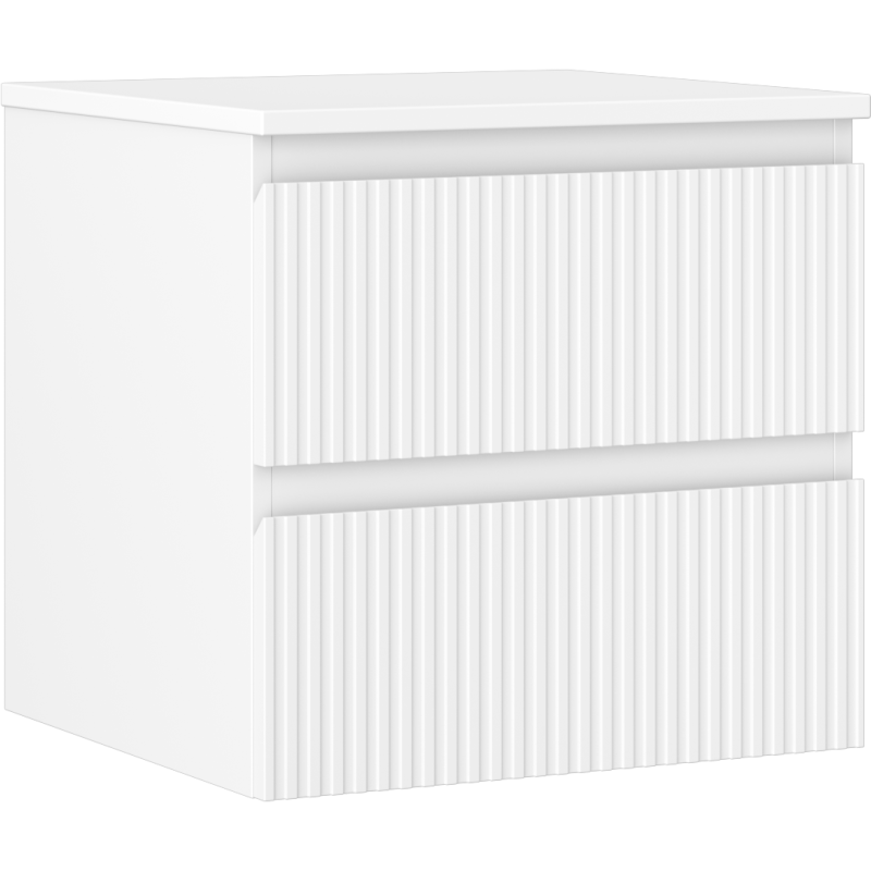 Mexen Rivel vonios spintelė po kriaukle 50 cm su stalviršiu, 2 stalčiai, grioveliais, matinė balta - 91A20-05047-2-BFFC01