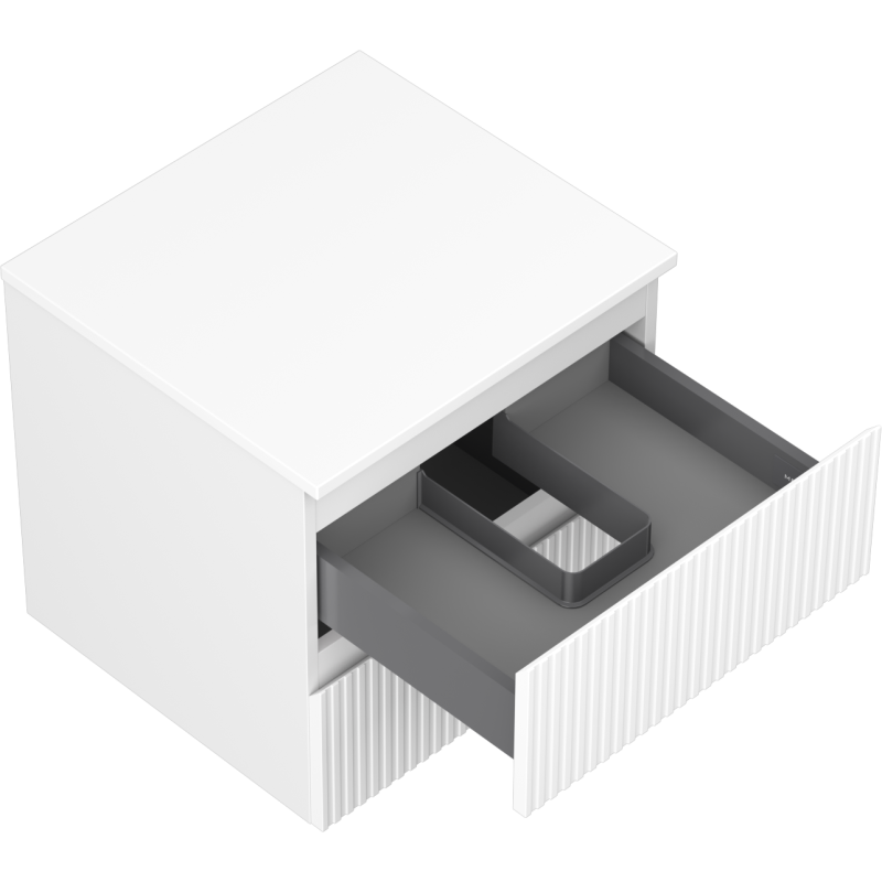 Mexen Rivel vonios spintelė po kriaukle 50 cm su stalviršiu, 2 stalčiai, grioveliais, matinė balta - 91A20-05047-2-BFFC01