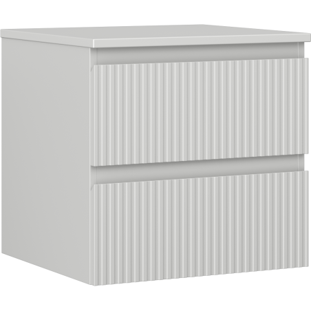 Mexen Rivel vonios spintelė su kriaukle 50 cm pločio su stalviršiu, 2 stalčiai, rifliuota, pilka matinė