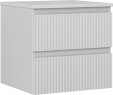 Mexen Rivel vonios spintelė su kriaukle 50 cm pločio su stalviršiu, 2 stalčiai, rifliuota, pilka matinė