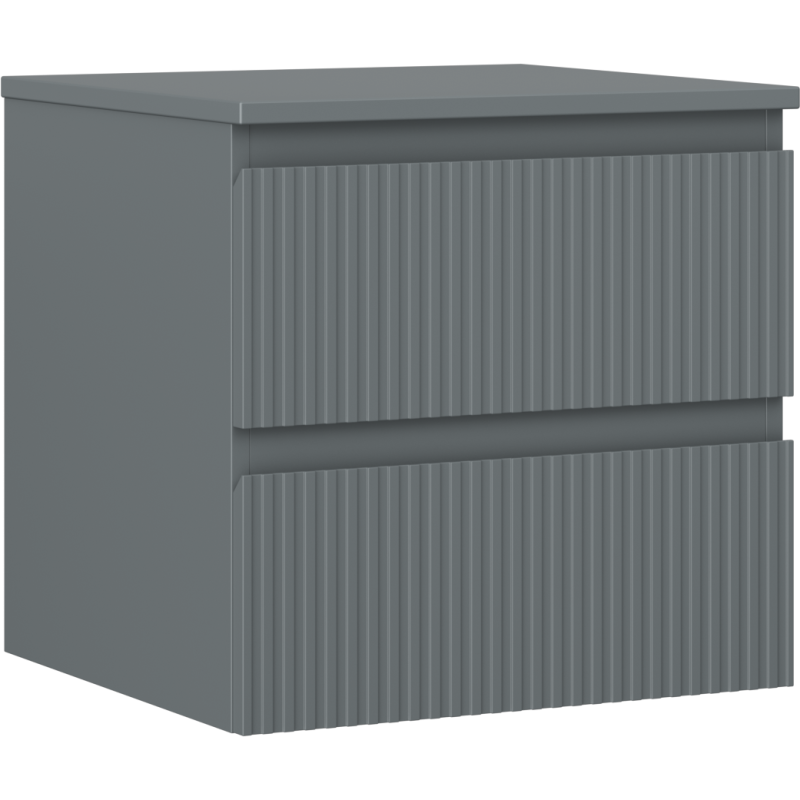 Mexen Rivel vonios spintelė po praustuvu 50 cm su stalviršiu, 2 stalčiai, briaunuota, grafito matinė - 91A20-05047-2-BFFC66