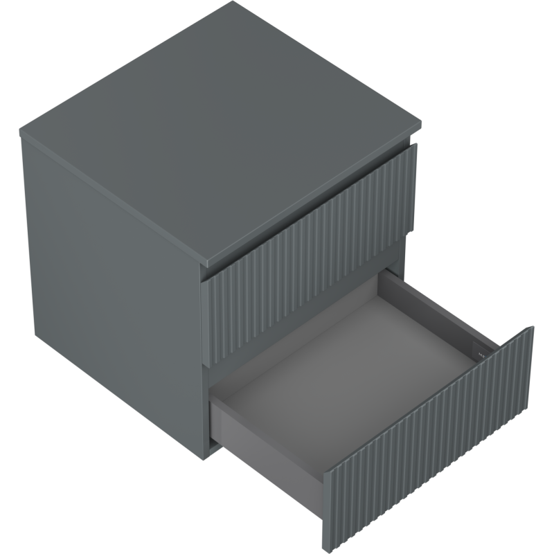 Mexen Rivel vonios spintelė po praustuvu 50 cm su stalviršiu, 2 stalčiai, briaunuota, grafito matinė - 91A20-05047-2-BFFC66