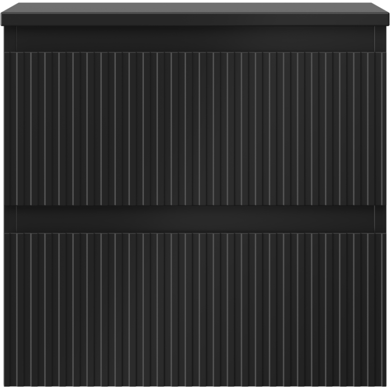 Mexen Rivel vonios kambario spintelė po kriaukle, 50 cm, su stalviršiu, 2 stalčiai, rievuota, matinė juoda